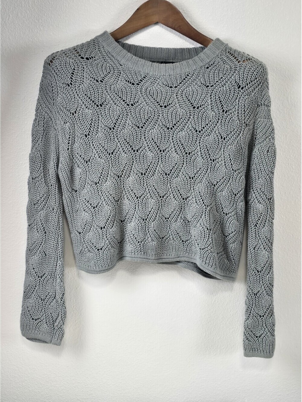 Moon and Madison Women's Small Green 100% Cotton Knit Sweater Long Sleeve